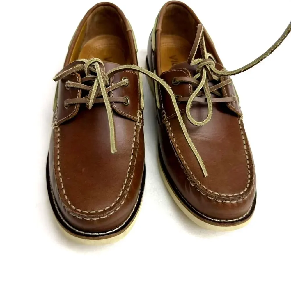 Vionic Lloyd Boat Shoes Oxfords Mens Brown Leather Casual Ortho Comfort sz 7
